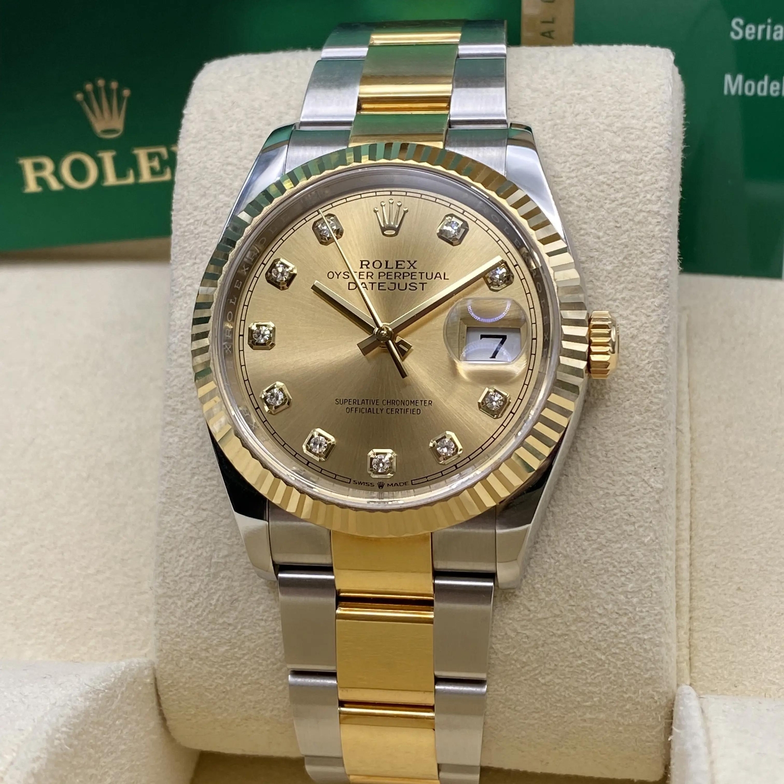 Rolex Datejust 126233 36mm Yellow Gold Steel Diamond Champagne Dial Watch 2020