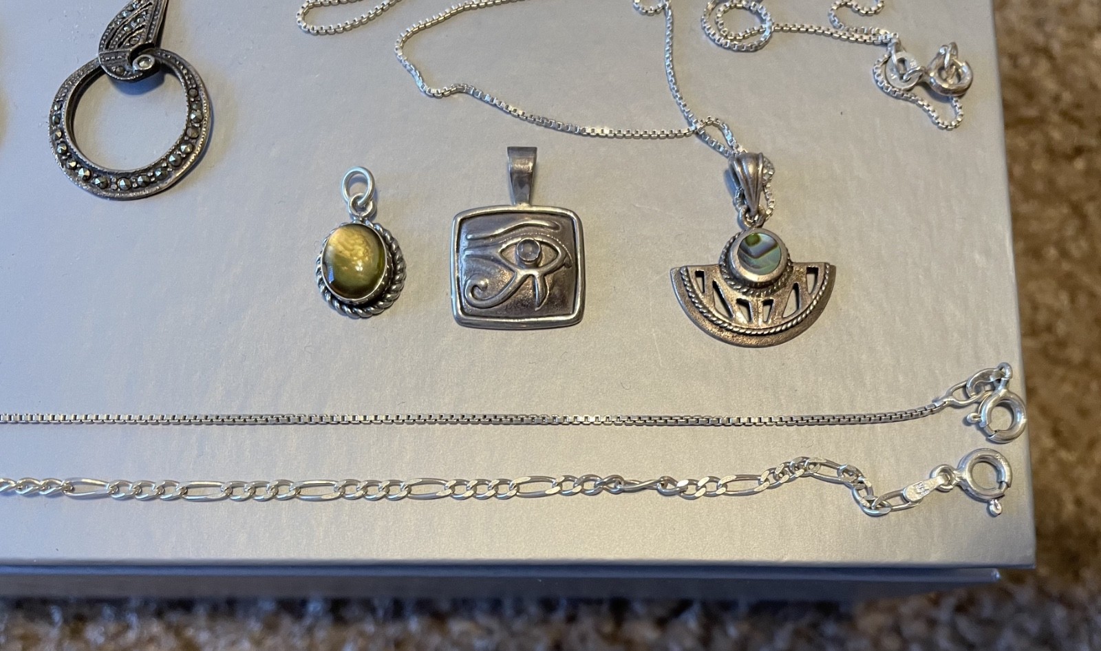 Vintage Sterling Silver 925 Jewelry Lot with Marcasite, Excellent Condition