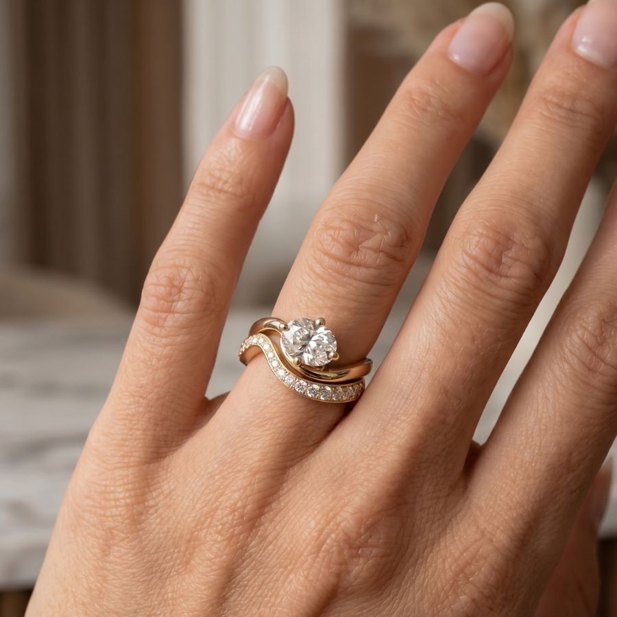 1.40 Ct Lab-Grown Diamond Wedding Bridal Set Band Ring 14k Yellow Gold