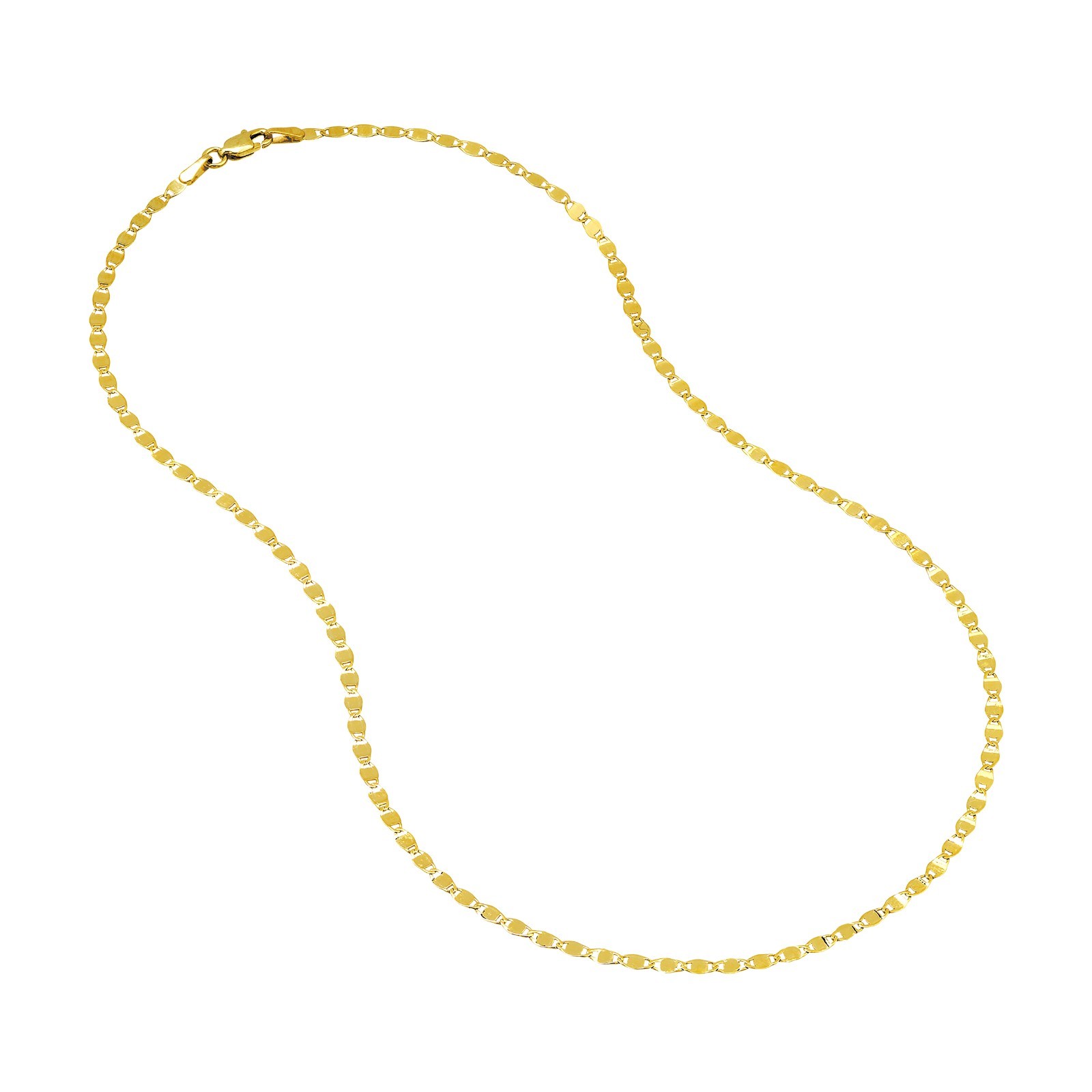 2.7mm Polished Oval Mirror Chain Necklace Real 14K Yellow Gold