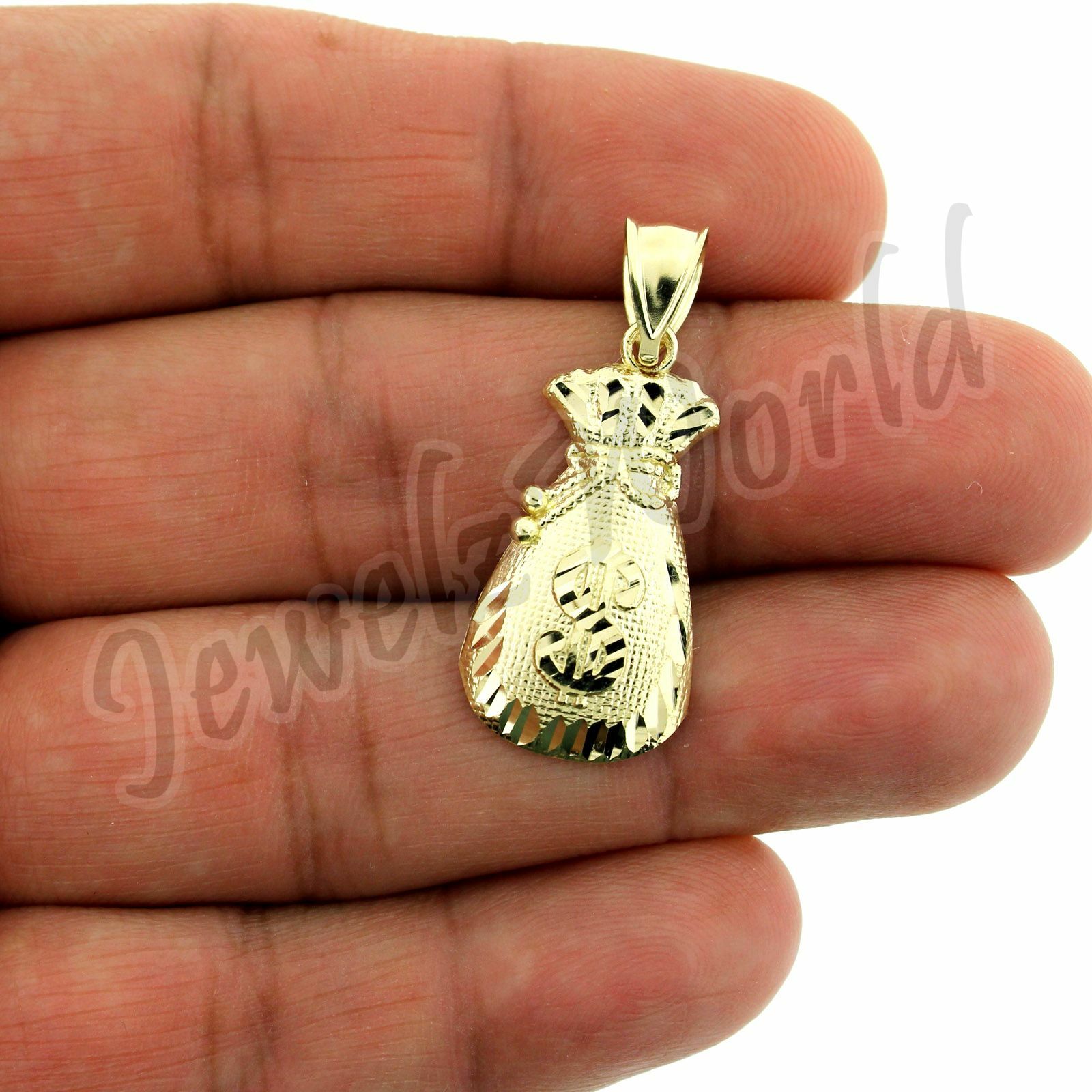 10K Yellow Gold Men’s Money Bag Pendant Diamond Cut, Brand New, 10KT Real Gold