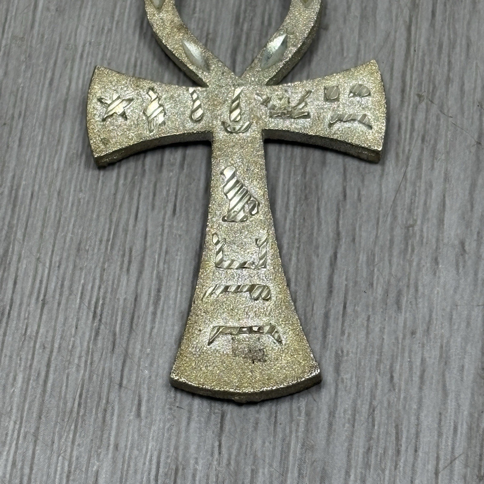 Vintage 925 Sterling Silver Egyptian Ankh Cross Pendant 2.5 Inches 10 Grams