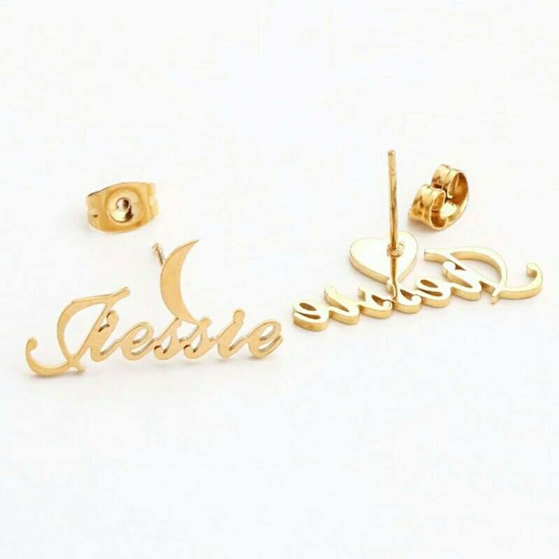 2pcs Name Symbol Earrings With Box Custom Star Moon Heart Women Gift Jewelry