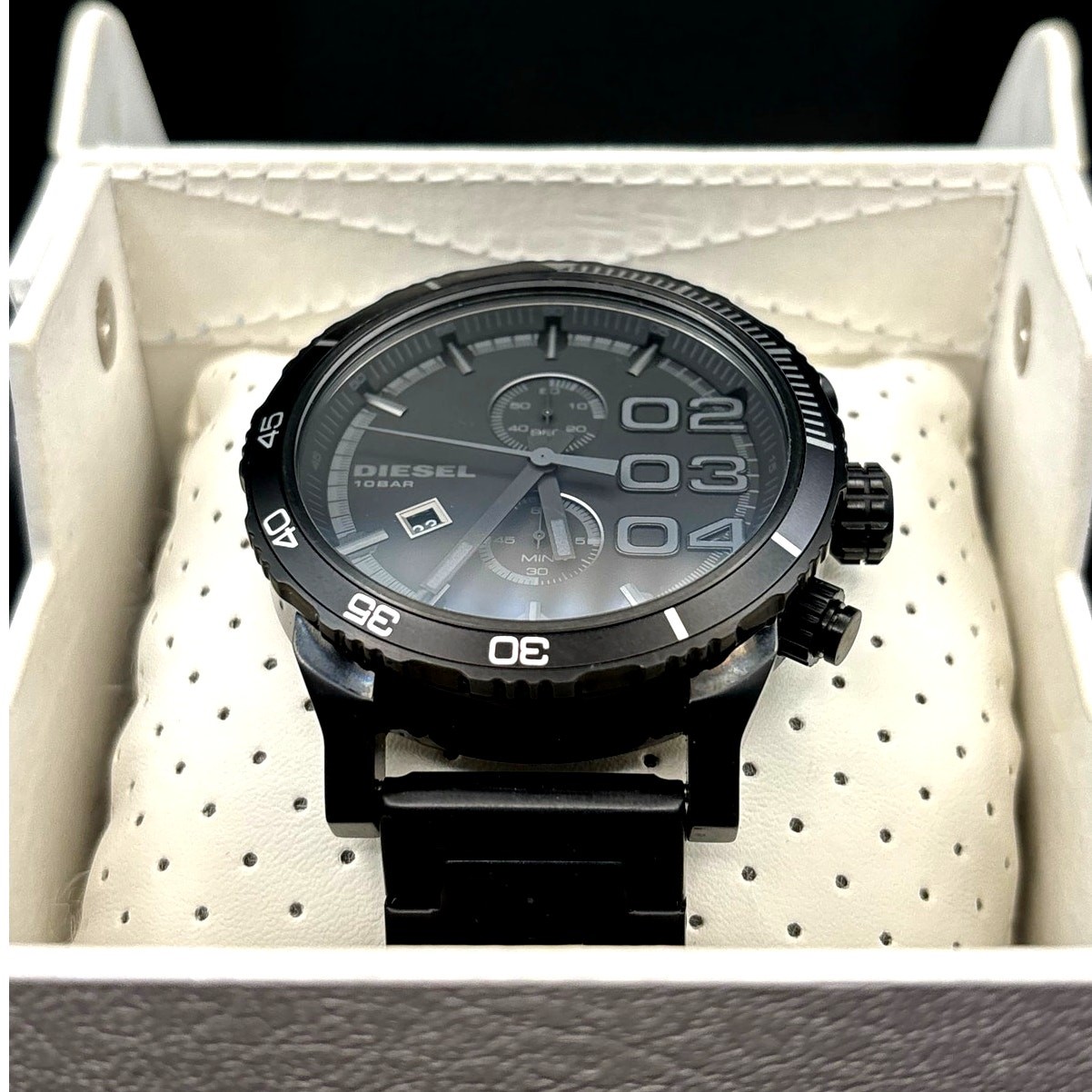 Diesel DZ4326 Men’s Double Down Chronograph Black Stainless Steel Watch NWOT