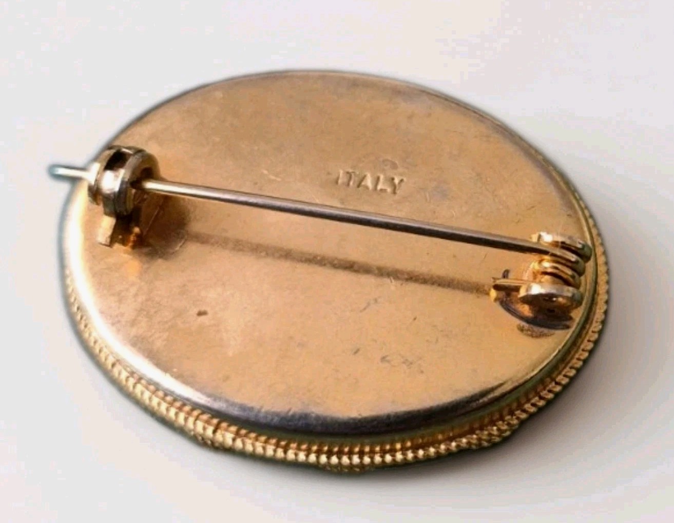 Antique Micro Mosaic Pin Brooch Gold Tone Brooch Made In Italy