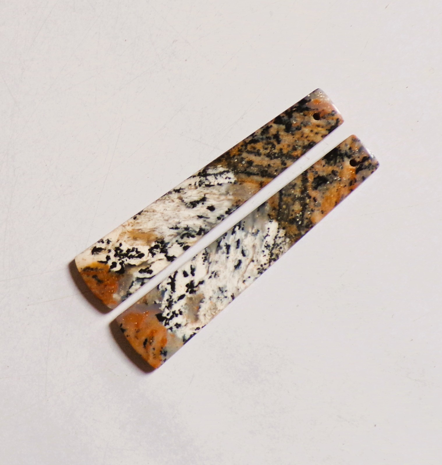 40.55 Cts Natural Honey Dendrite Drilled Cabochon Pair Gemstone 53X12MM 109