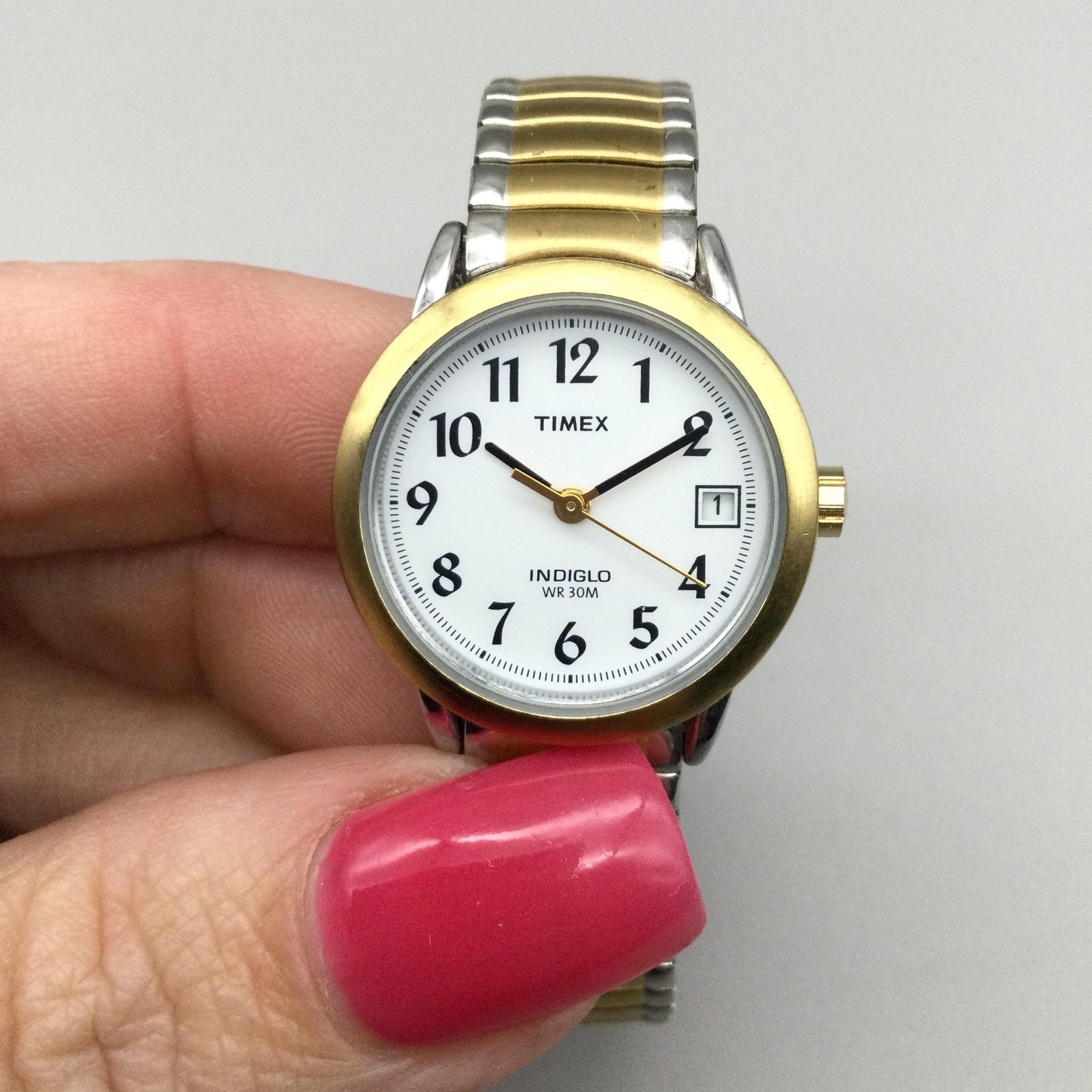 Timex Easy Reader Watch Women Indiglo 25mm Gold Tone Date Stretch New Battery