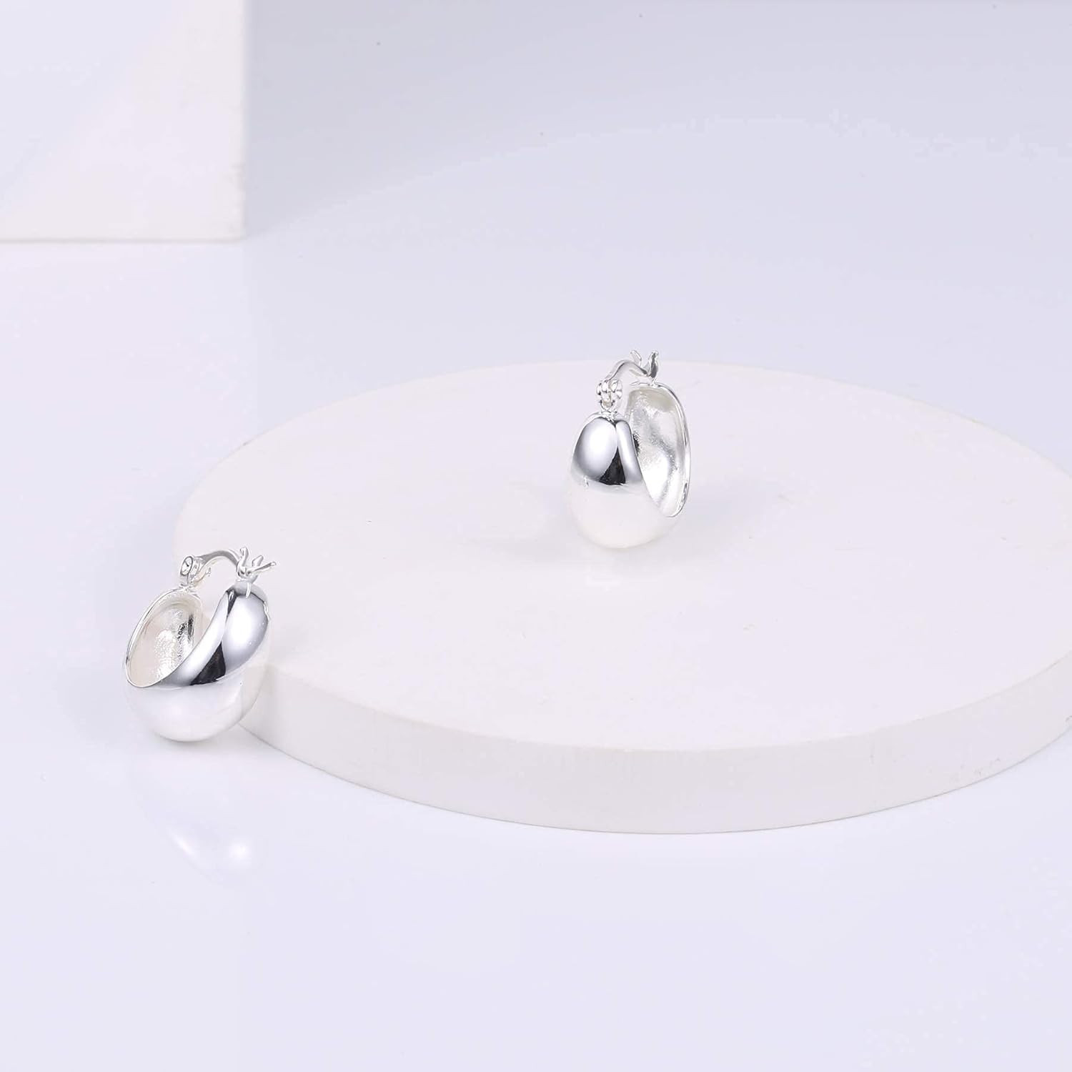 Thick Silver Chunky Hoop Earrings for Women Hypoallergenic Huggie | Hoops Everyd
