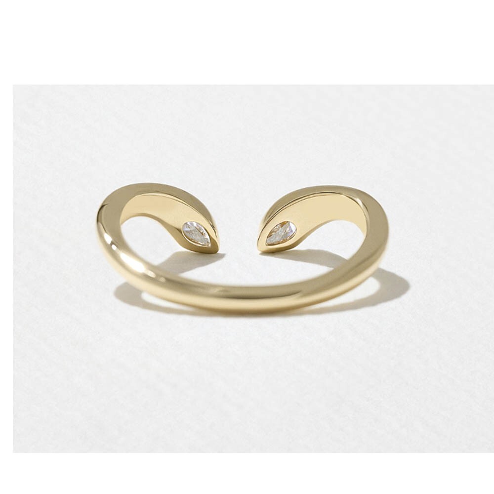 Pear Diamond Ring GLI HRD Lab Grown 0.30 Carat Solid 14K Yellow Gold Sizable