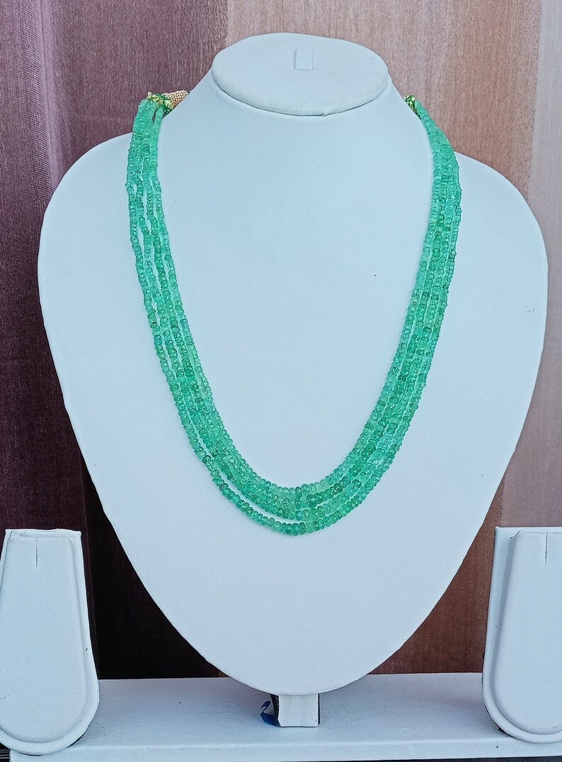 4 Strand Emerald Necklace, Emerald Jewellery, Emerald Necklace Jewellery.