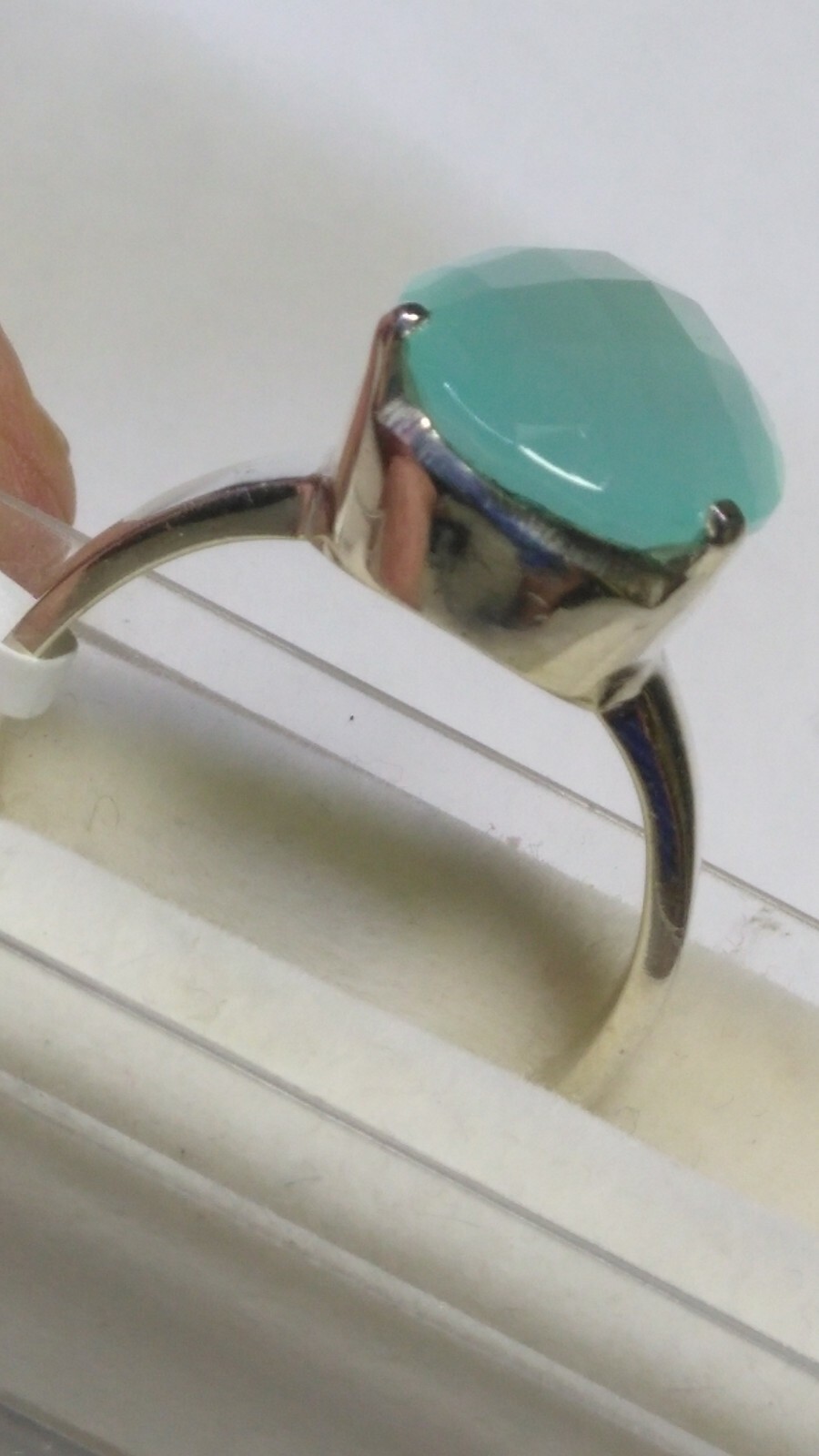 DREAMY SEA BLUE CHALCEDONY IN STERLING SILVER 925 RINGS SIZE 9.0-9.25,10.0-10.25