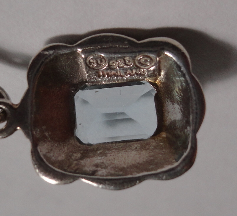 Emerald Cut Aquamarine and Diamond Accent Pendant in Sterling Silver