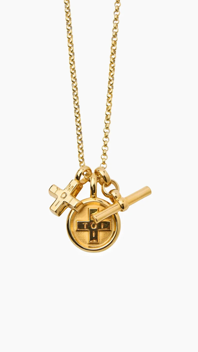 Rolo Chain Necklace Brass Metal Moi Toi Clip T Cluster Necklace for gift