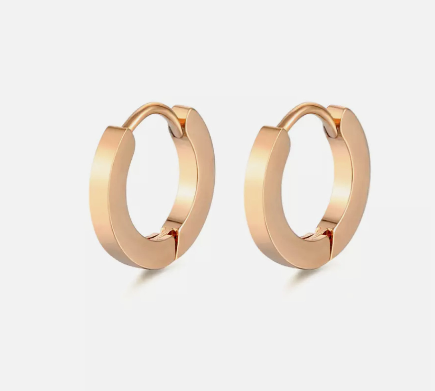 2Pcs Women Men Stainless Steel Round Hinged Huggie Hoop Earrings