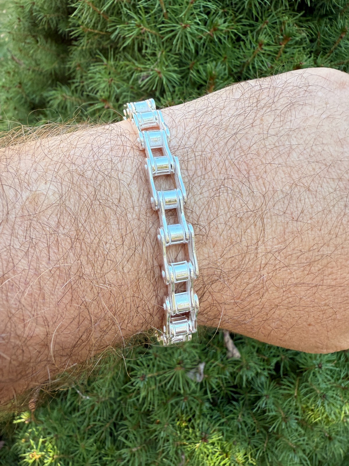 Bicycle Link Bracelet Real 925 Silver Handmade 9mm Bike Motorcycle Custom Chain