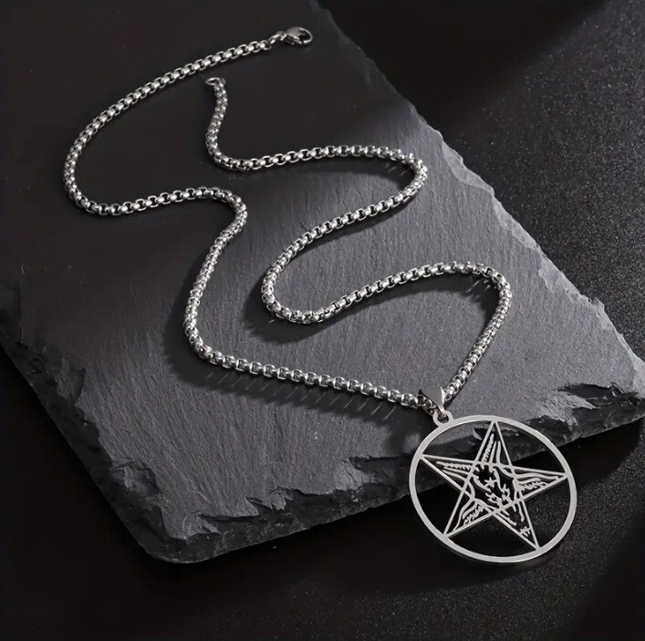 Sigil of Baphomet Inverted Pentagram Pendant Necklace Satan Goat Devil Lucifer