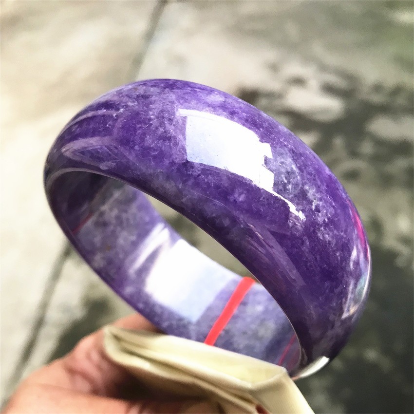 69MM Ancient Natural Lavender Jadeite Jade Bracelet Burma Jadeite Big Bangle