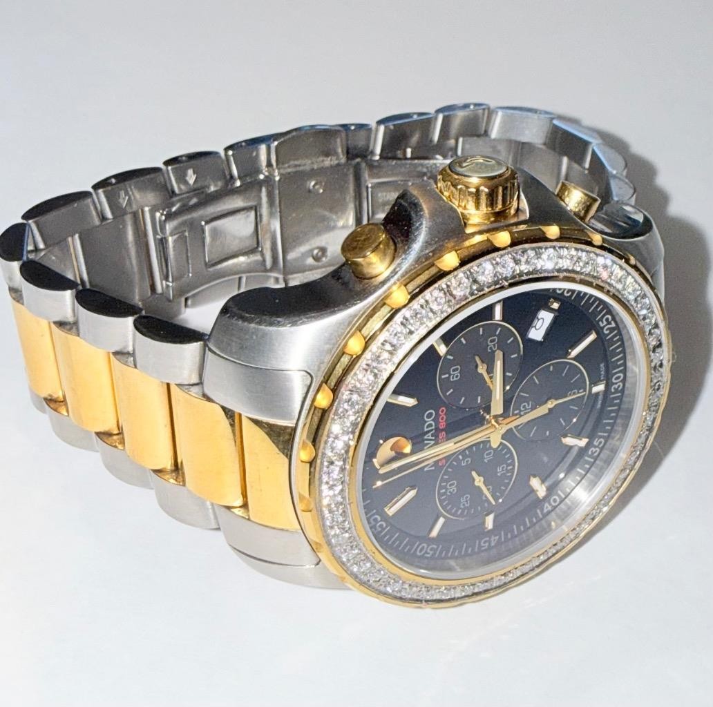 MOVADO MENS SERIES 800 TWO TONE CHRONOGRAPH LAB GROWN DIAMOND WATCH