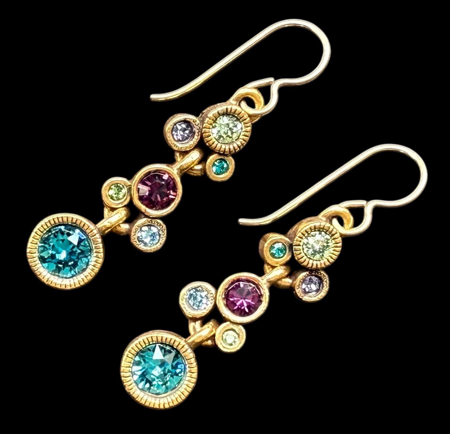 NEW Patricia Locke Gold / Waterlily DEBUTANTE Crystal EARRINGS USA HANDMADE NWT
