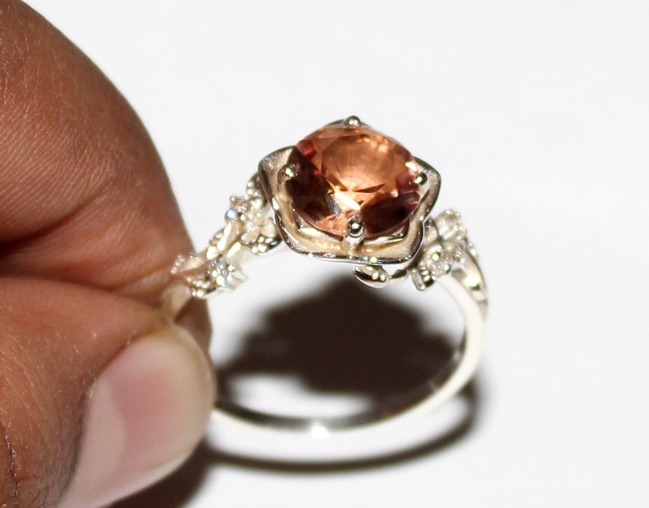 Genuinely 4 Color Change Zultanite Ring, Alexandrite Sterling Silver Flower Ring