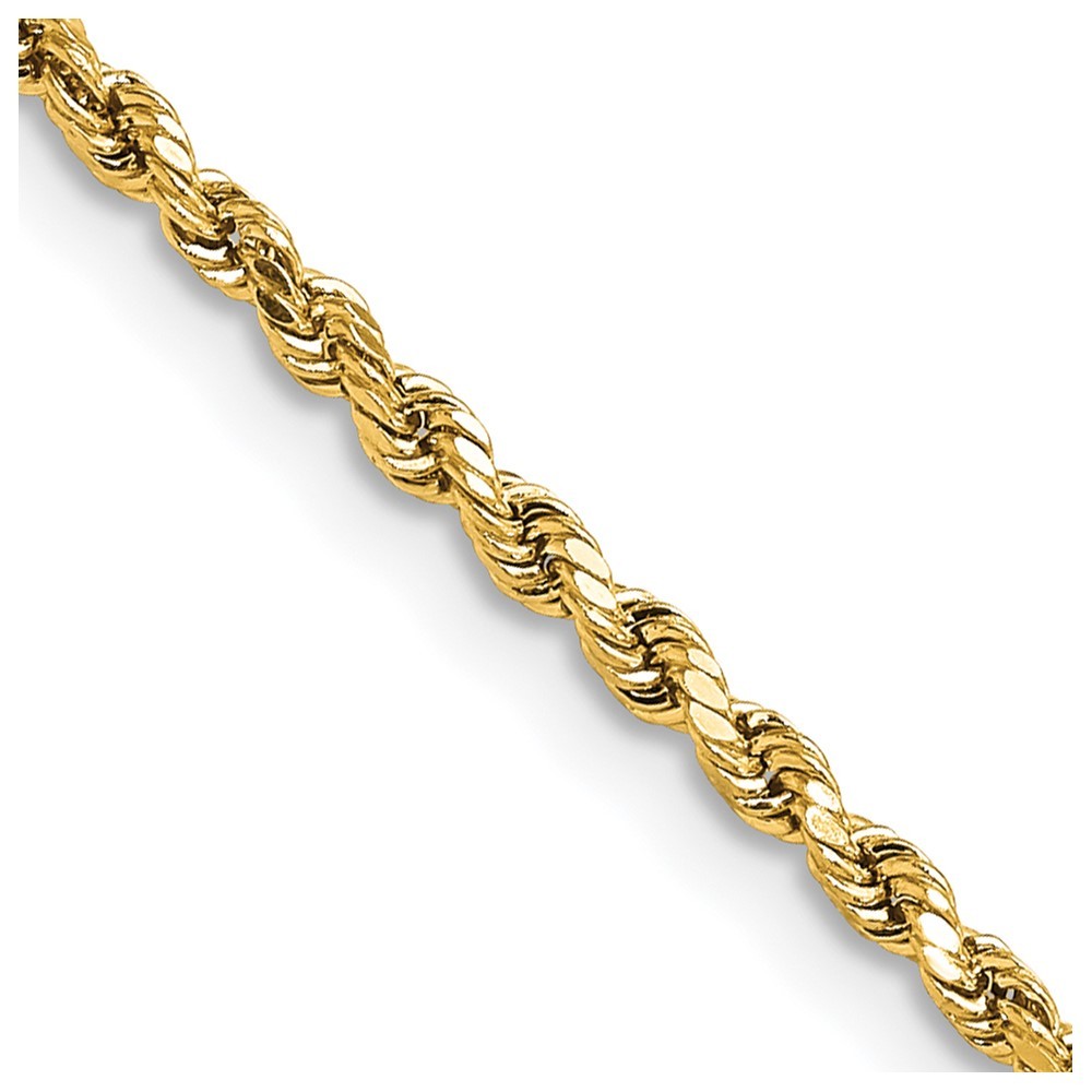 14K Yellow Gold 2.25mm Semi Solid Diamond-cut Rope Chain Necklace 22″ 3.29gm