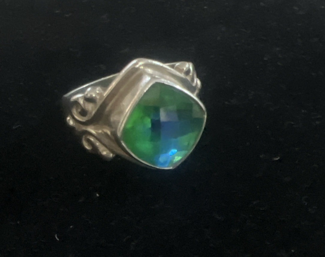 SAJEN Sterling Silver & Caribbean Blue Quartz Cocktail Ring Size 7