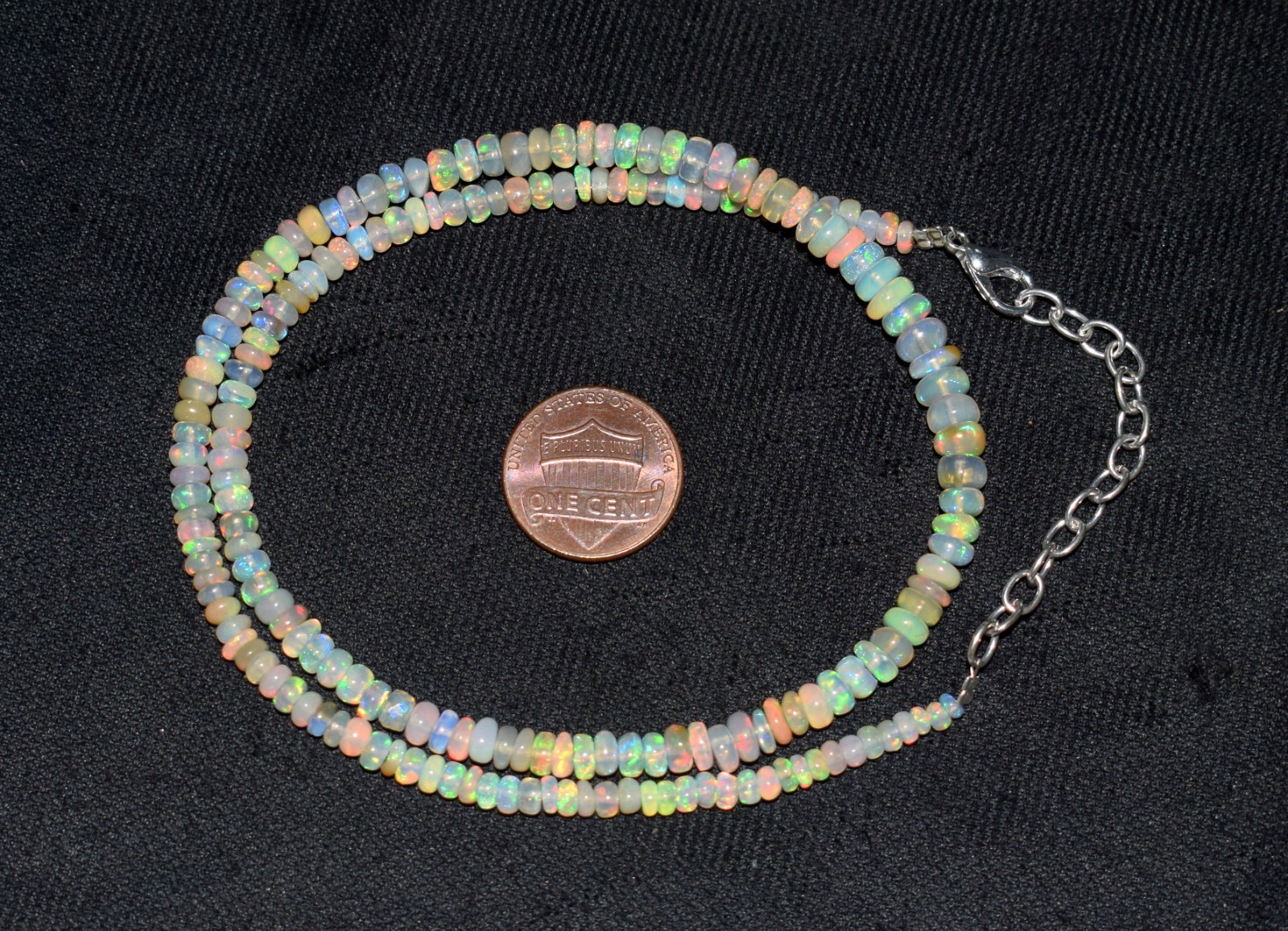Ethiopian Welo Fire Opal Necklace 16″Natural Smooth Beads Gemstone Jewelry AF196