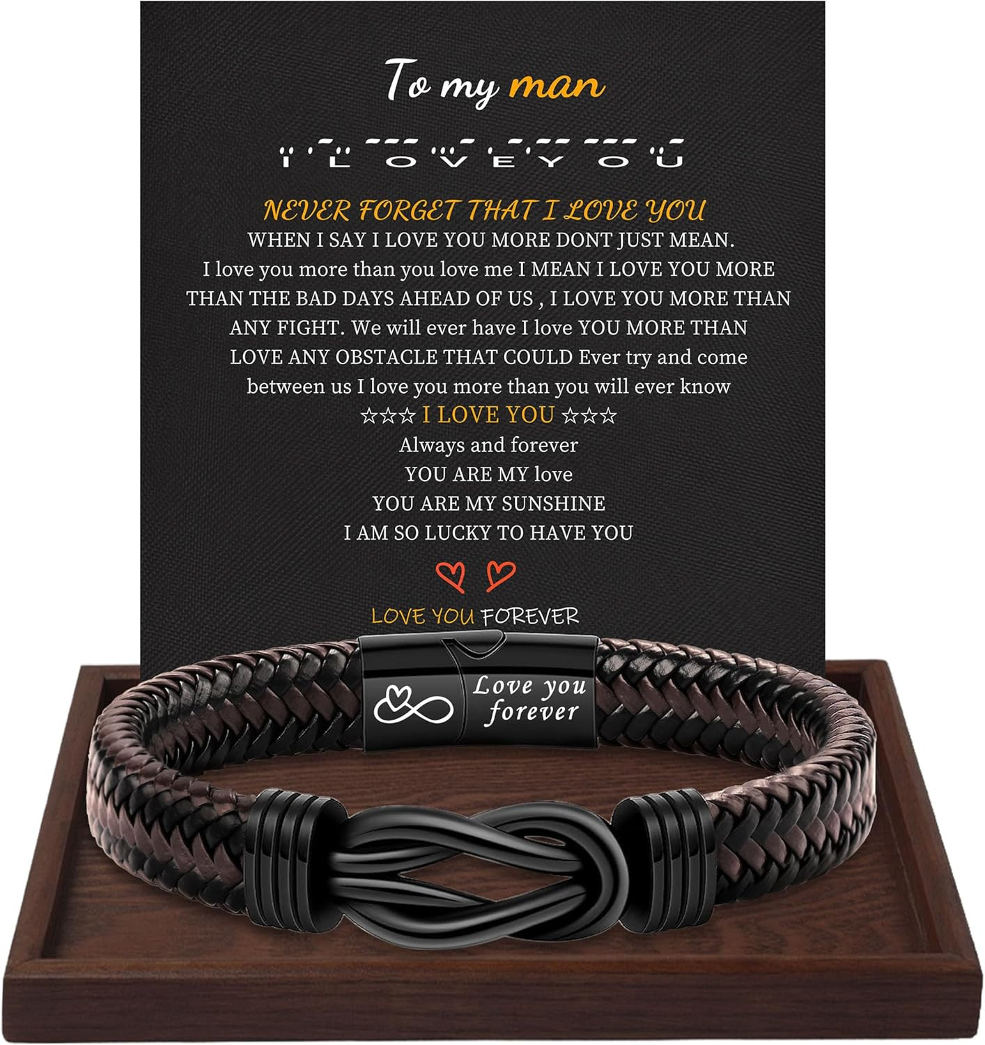To My Son Bracelet from Dad Gifts for Son Men Leather Bracelets for Teen Gift