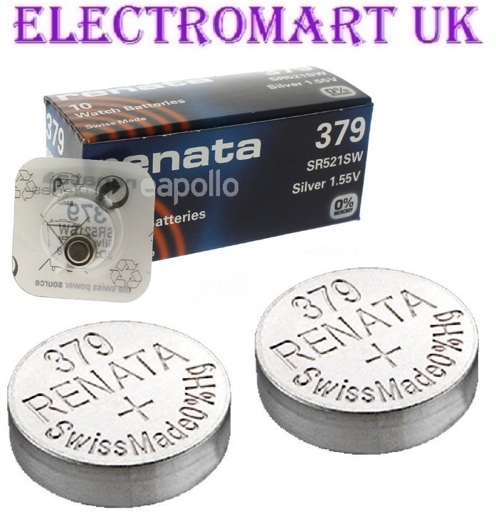 2 X RENATA 379 SR521SW SILVER OXIDE SWISS MADE WATCH BATTERIES 1.55V