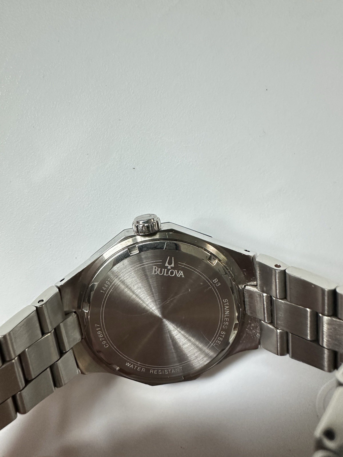 Bulova Marine Star Quartz Octagon Black Dial Diamond Markers Steel 43mm 100m