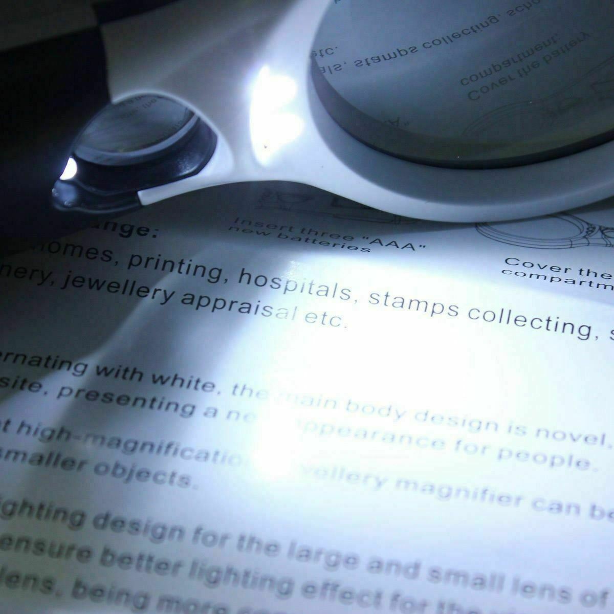 3 LED 45X Light Handheld Magnifier Reading Magnifying Glass Lens Jewelry Loupe