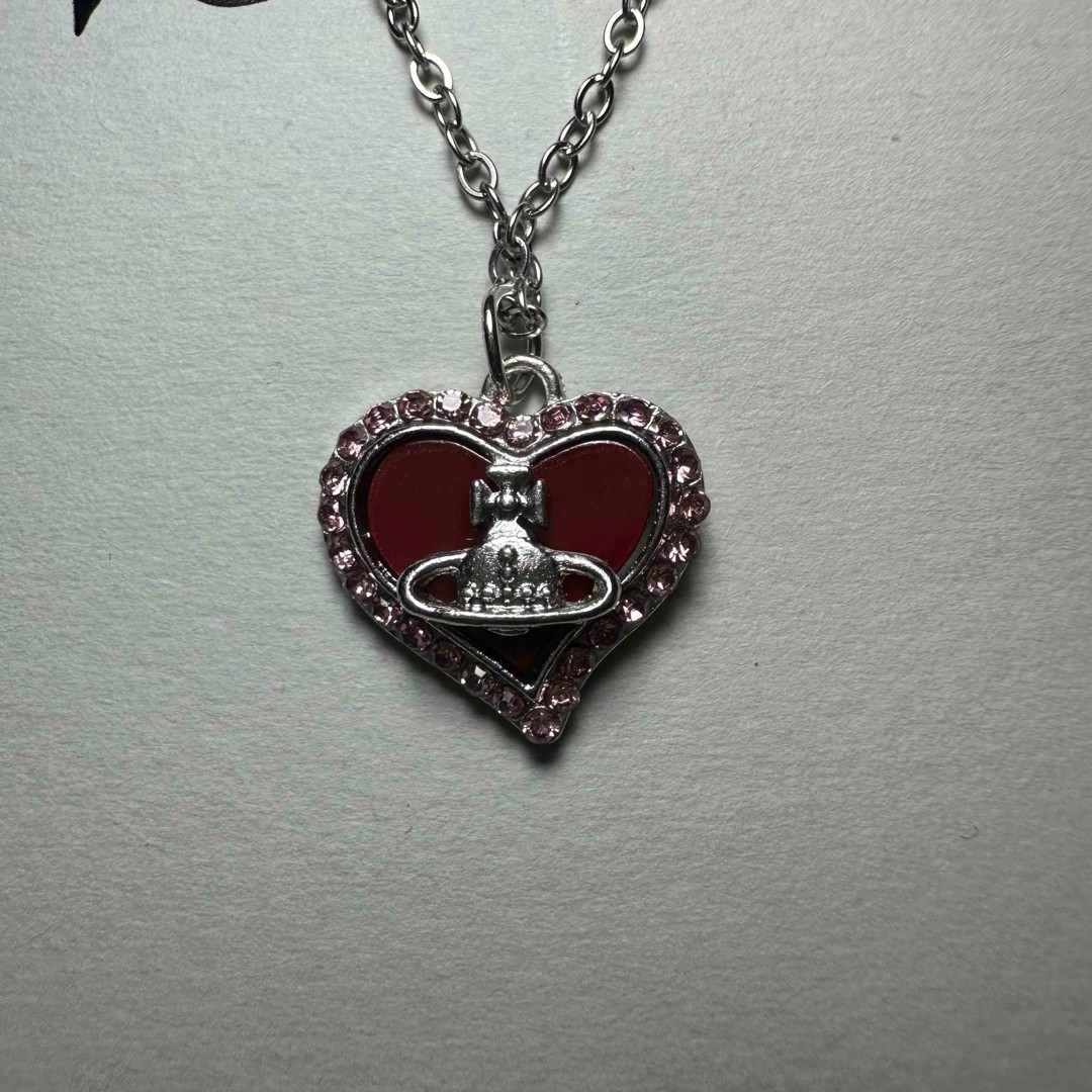 Vivienne Westwood Women’s Accessories Diamante Heart Necklace Red Fashion Art