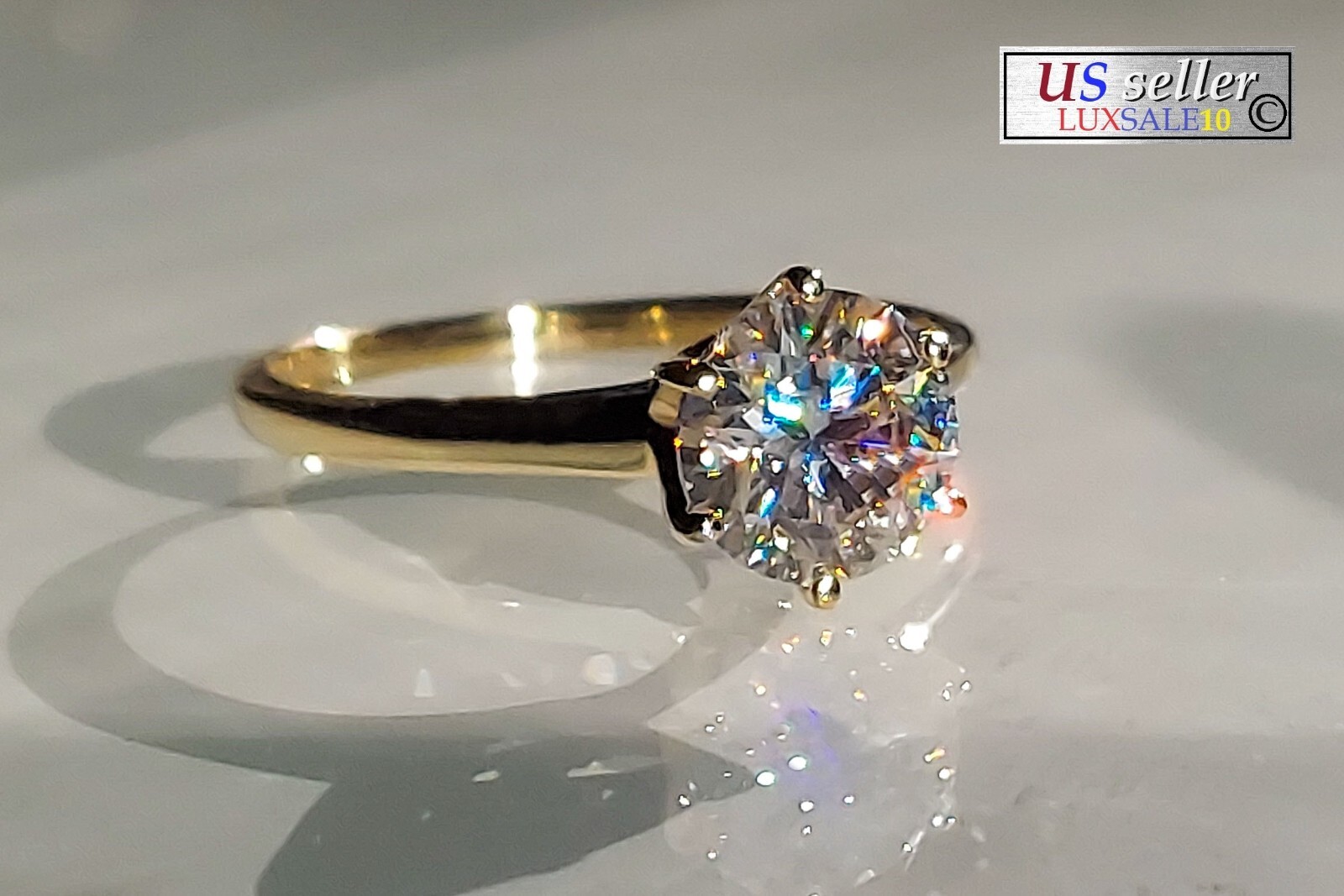 Engagement ring Size 5.75 10k gold ring, 1.26 carat certified. Solitaire ring