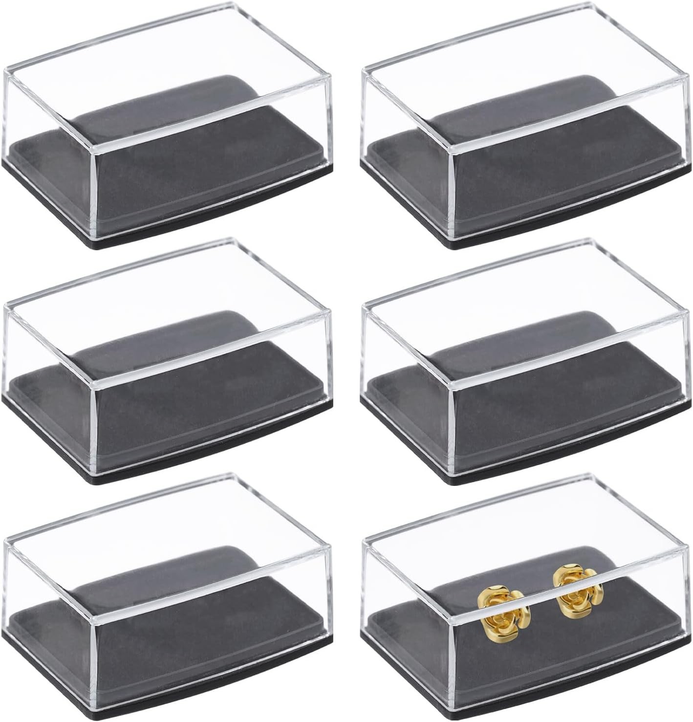 CHGCRAFT 6 Pcs Plastic Cufflinks Box Clear Storage Gift Box Jewelry Display B…