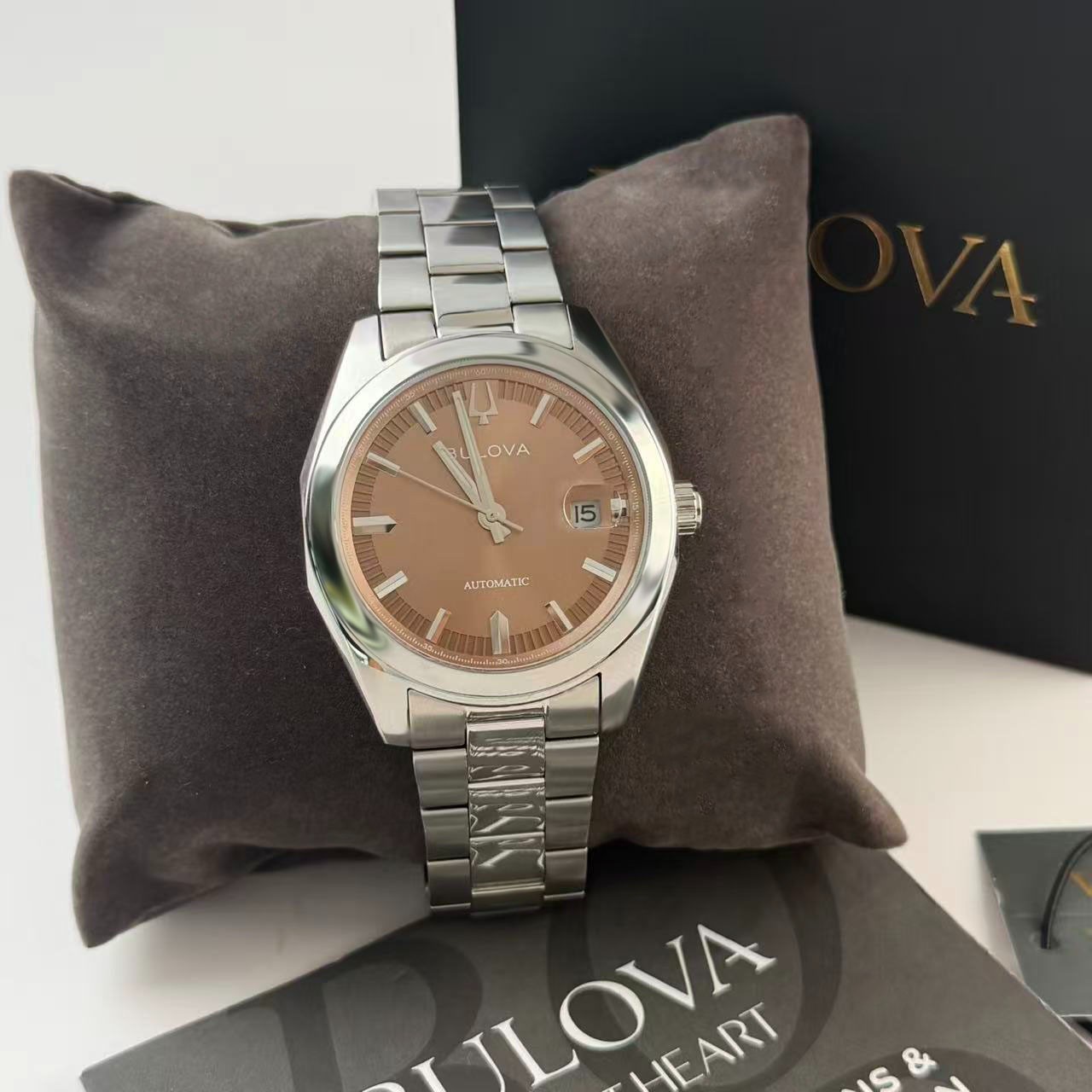 Bulova Surveyor Brown Dial Stainless Steel Men’s Automatic Watch 96B470 39 mm
