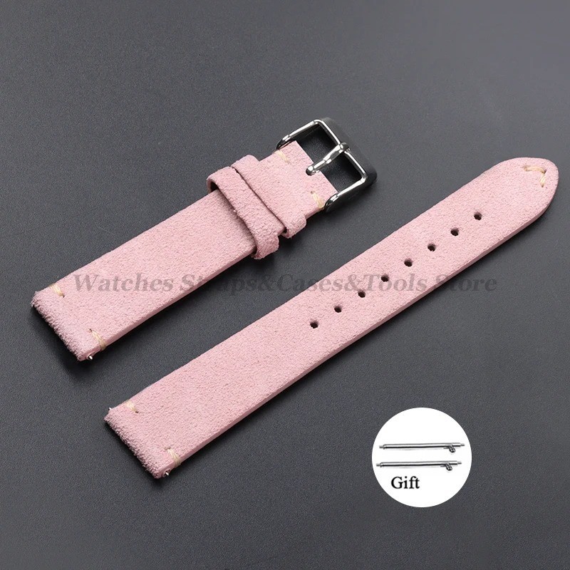 18 19 20 21 22 MM Soft Suede Leather Vintage Strap Watch Band Quick Release