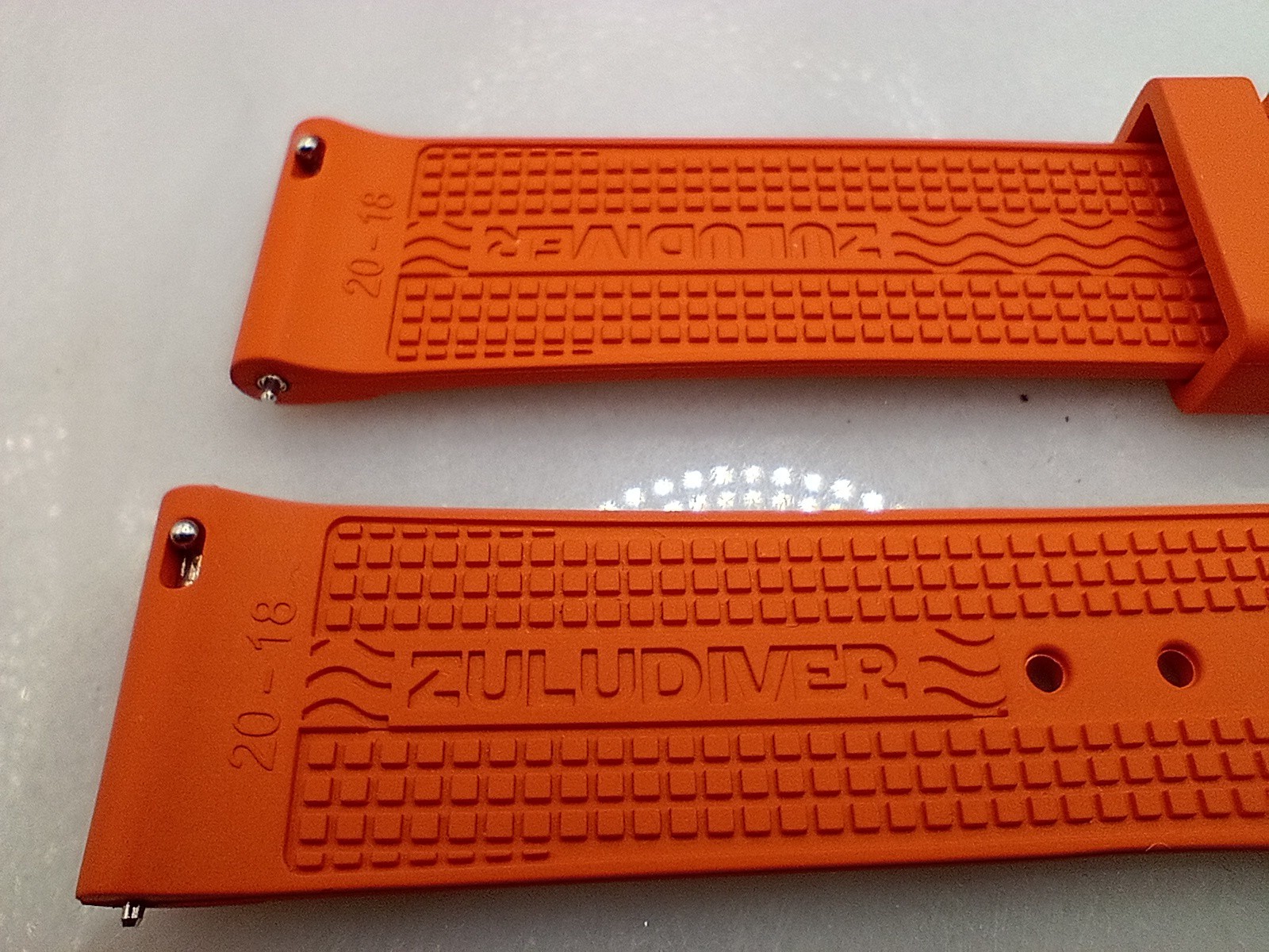 New 20mm Watchgecko Zuludiver HNBR Rubber Watch Strap Orange Quick Release 6B361