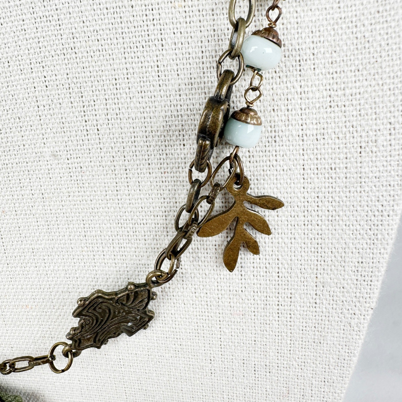 Army Major Field Grade Patch Necklace Handmade Assemblage Vintage Beads 18″