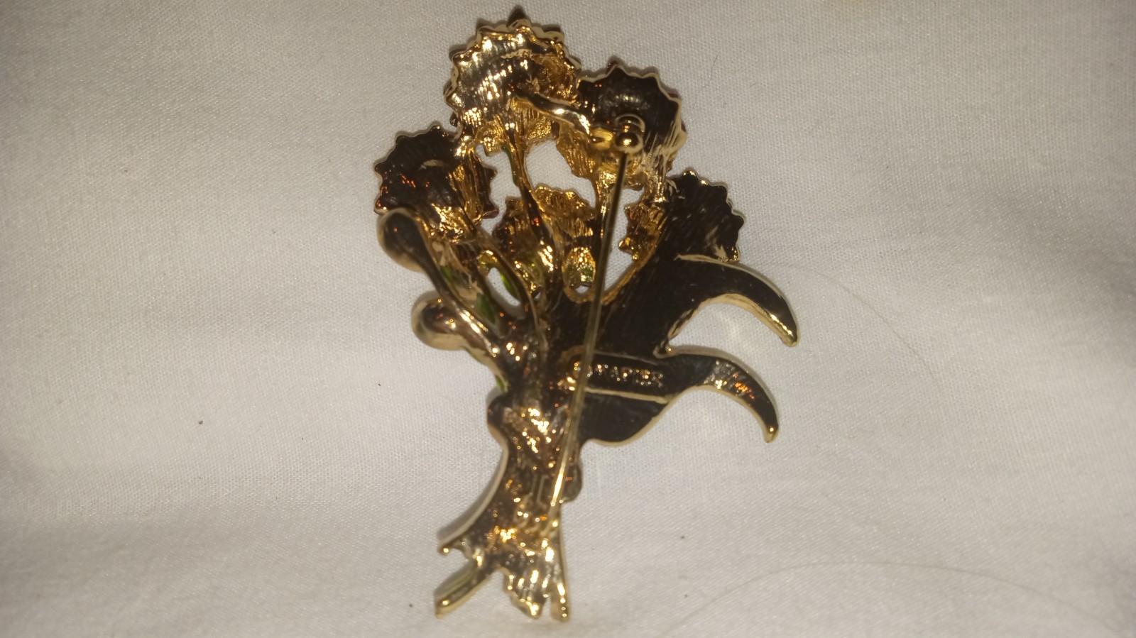 Napier Red/ Burgundy Clear Stone Floral Brooch Bouquet 2 1/2 Inches