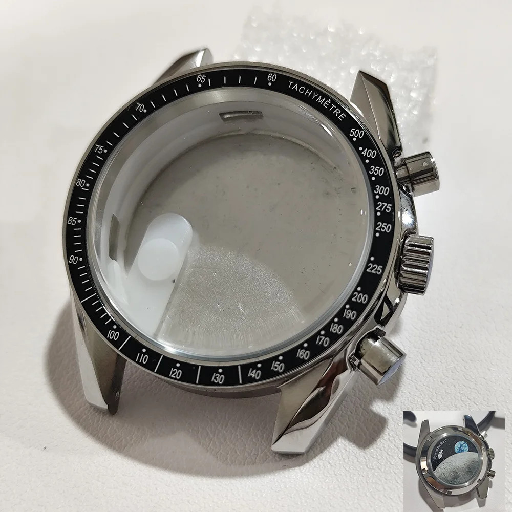 For VK63 Moon Watch 39.7MM Case Moon Pattern Back Chronograph Stainless Steel