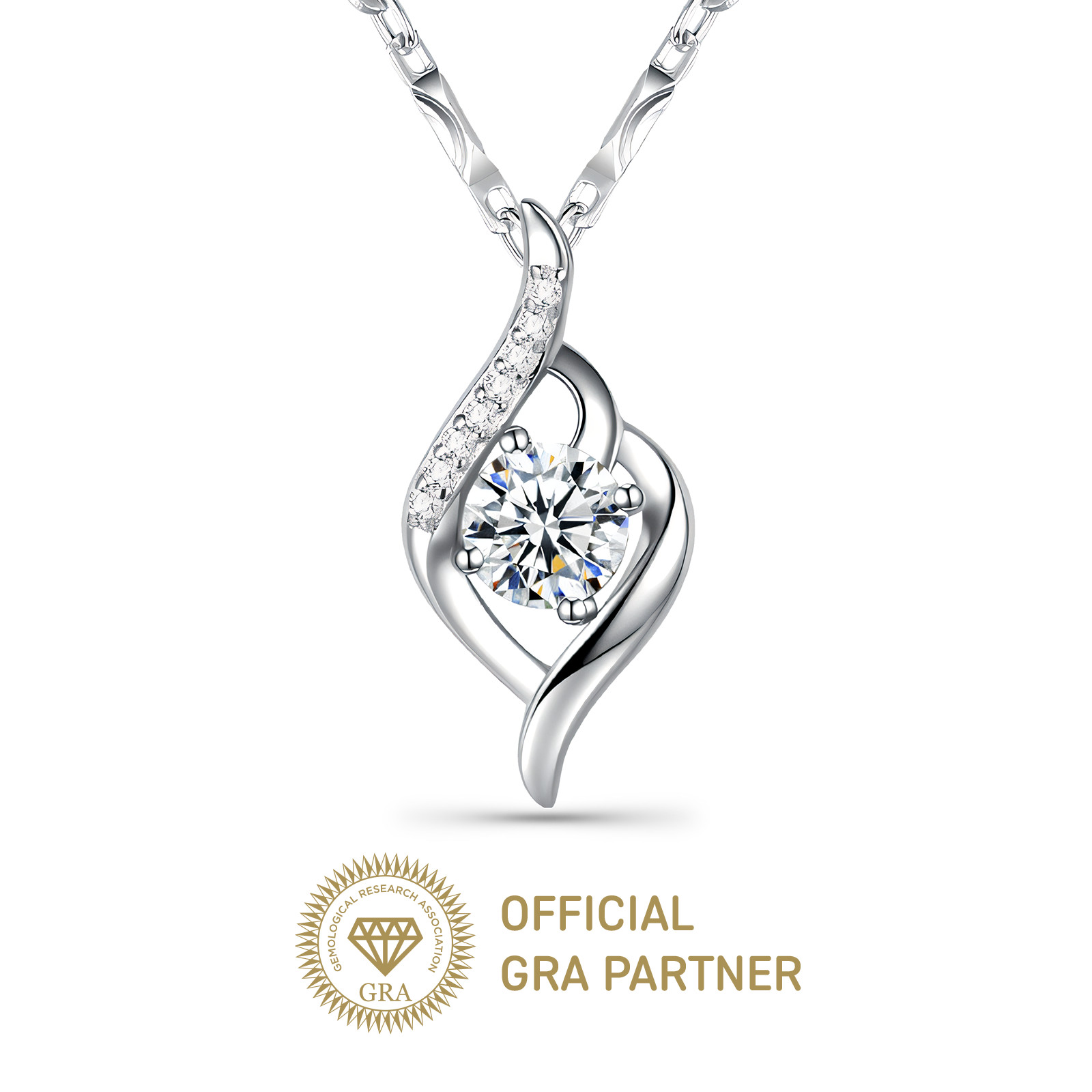 Luxury Moissanite Necklace Elysia Brilliance in 925 Sterling Silver, 1.0 ct