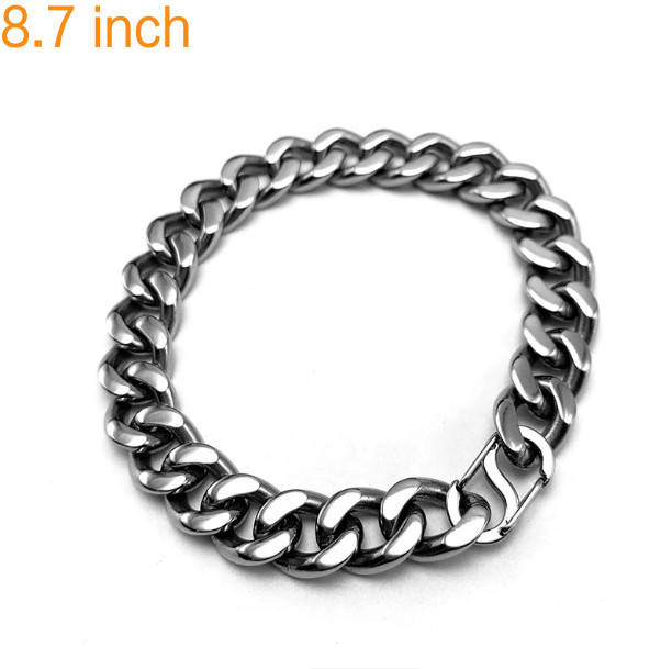 New Pure Titanium Bracelet 10.5mm Wide Polished 2-Side Anti Allergic 8.7″ Gift