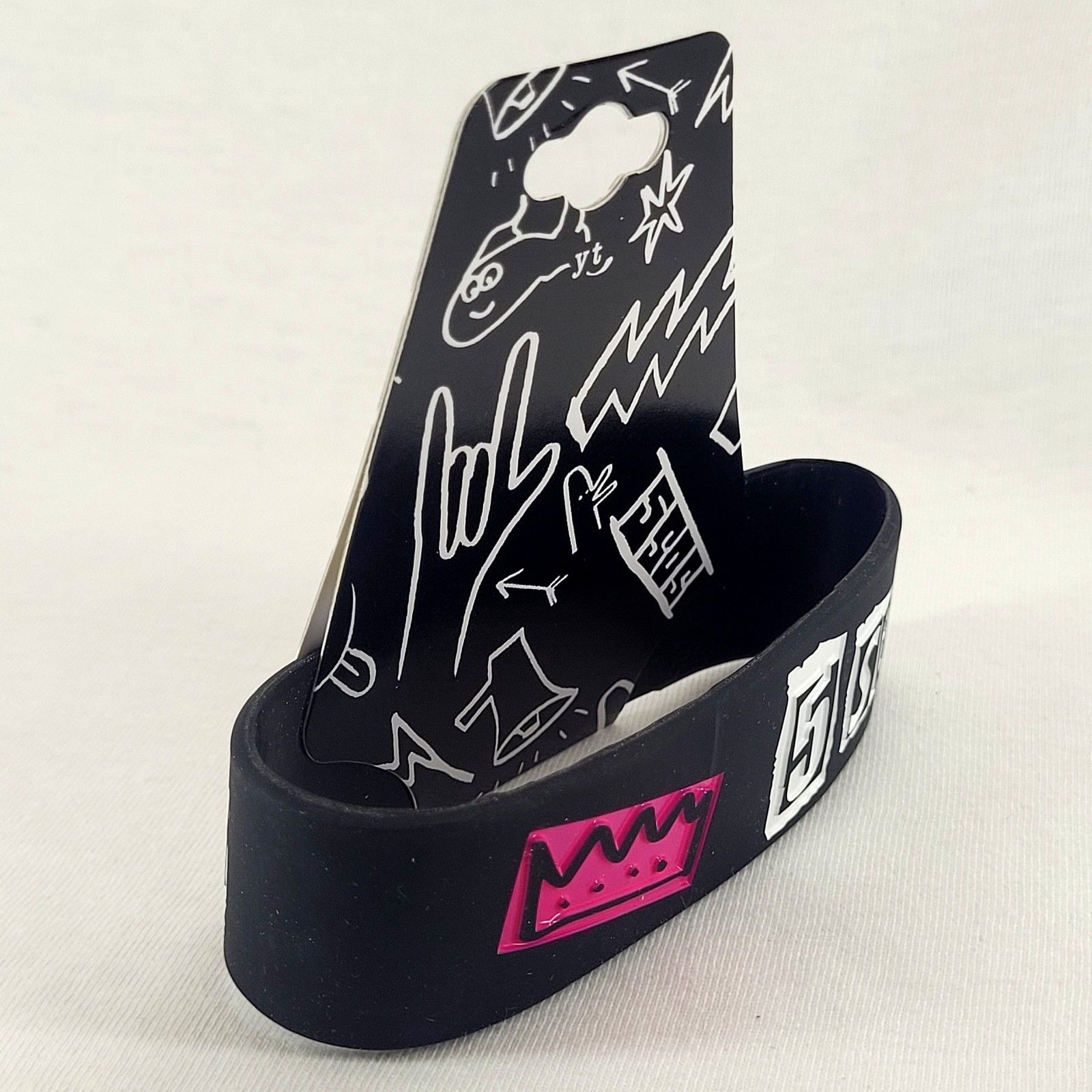 Official 5 Seconds of Summer 5SOS Rubber Bracelet Black Pink Crown 2014 – NEW