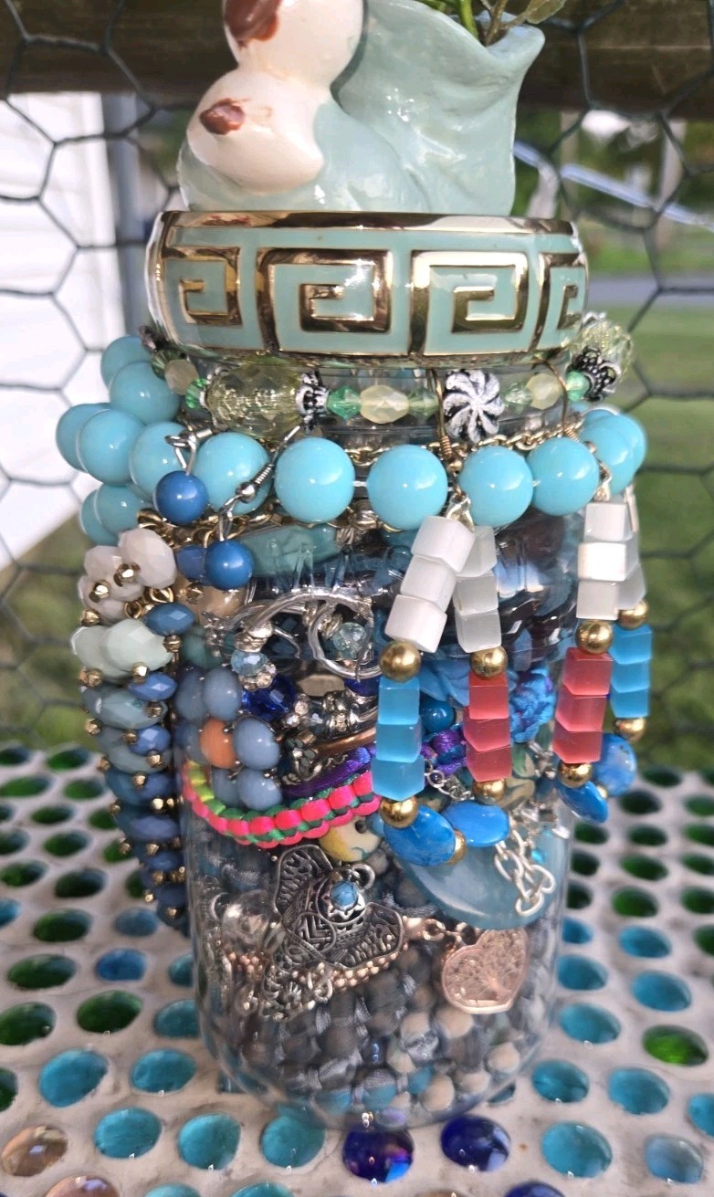 Blue🪩Blast Of Beauty~Mystery Jewelry Jar~Vintage 2 Now~Packed/Wearable Pieces