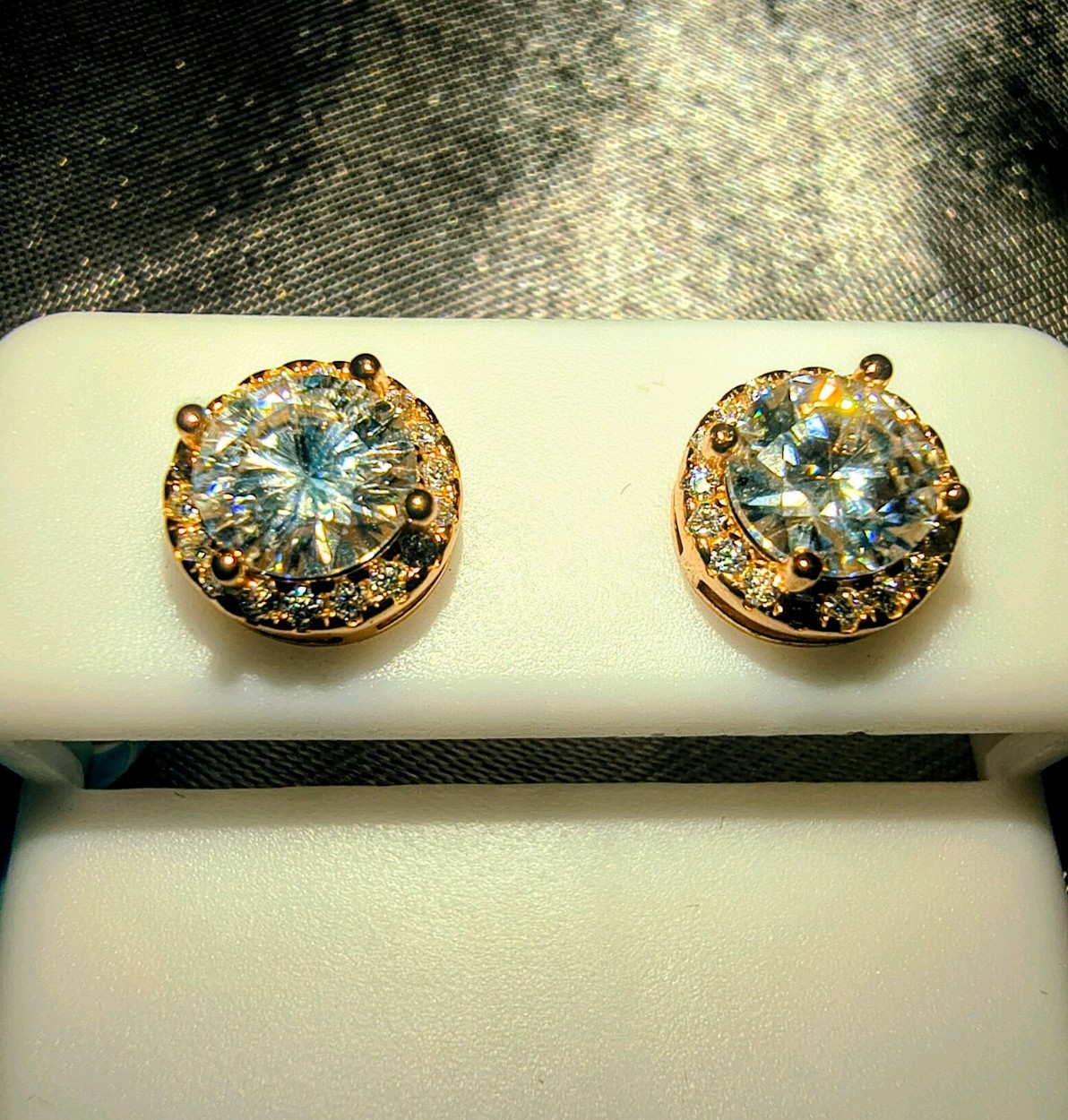 1.83 CT Diamond Earrings NWT Sterling Silver Rose Gold Plated