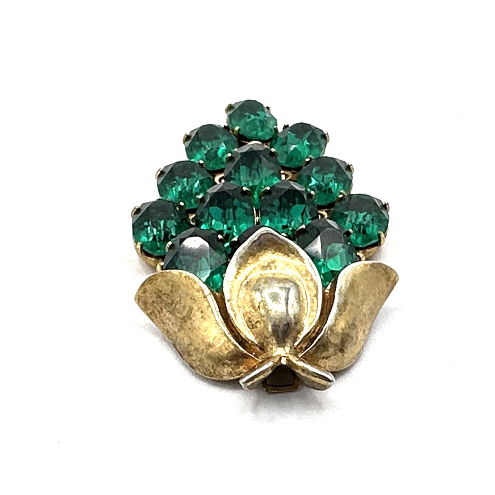 CROWN TRIFARI waterfall pendant – vintage Alfred Philippe green rhinestone grape