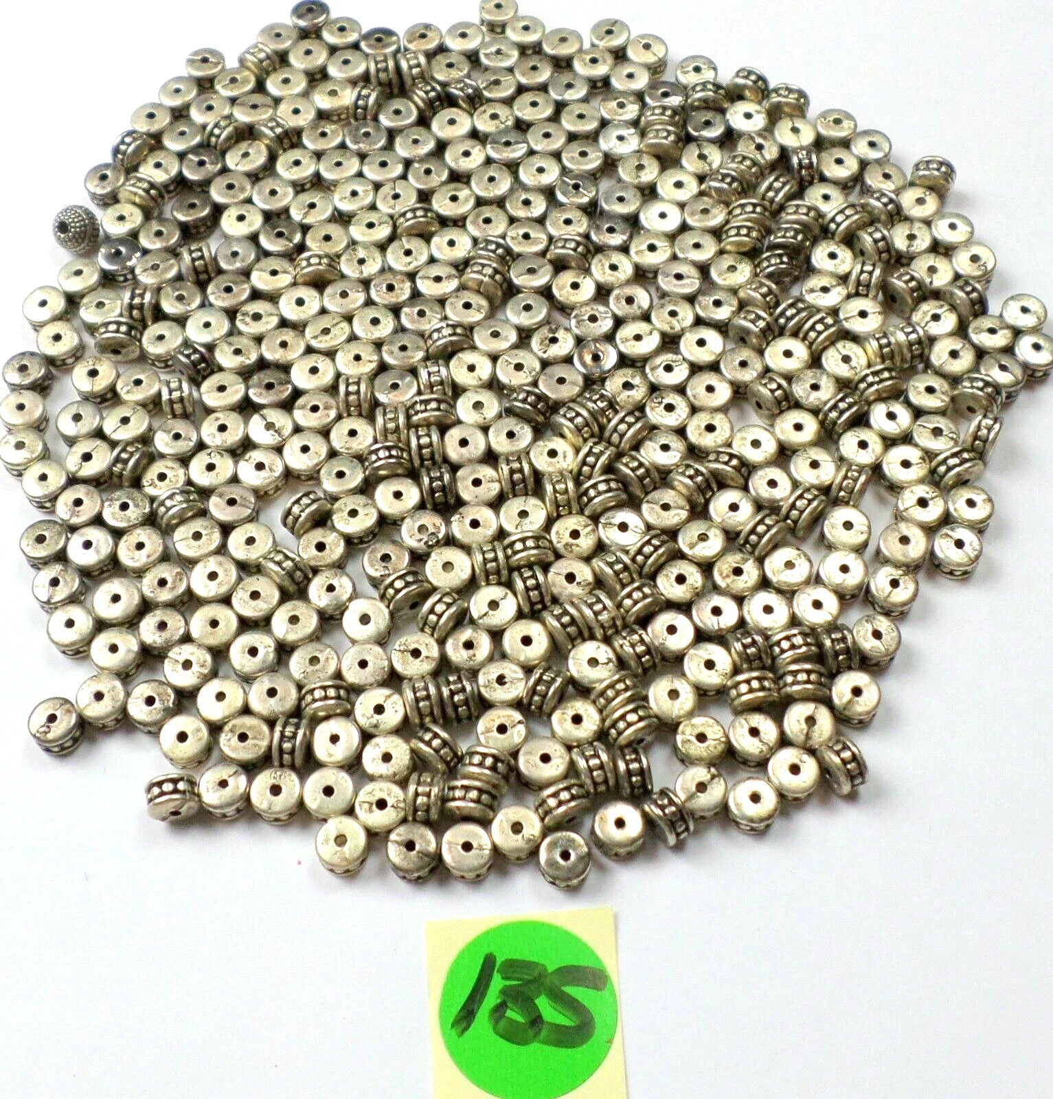 360 Vintage Antique Silver Resin Acrylic Spacer Faux Metal Drum Beads 5.5x4mm