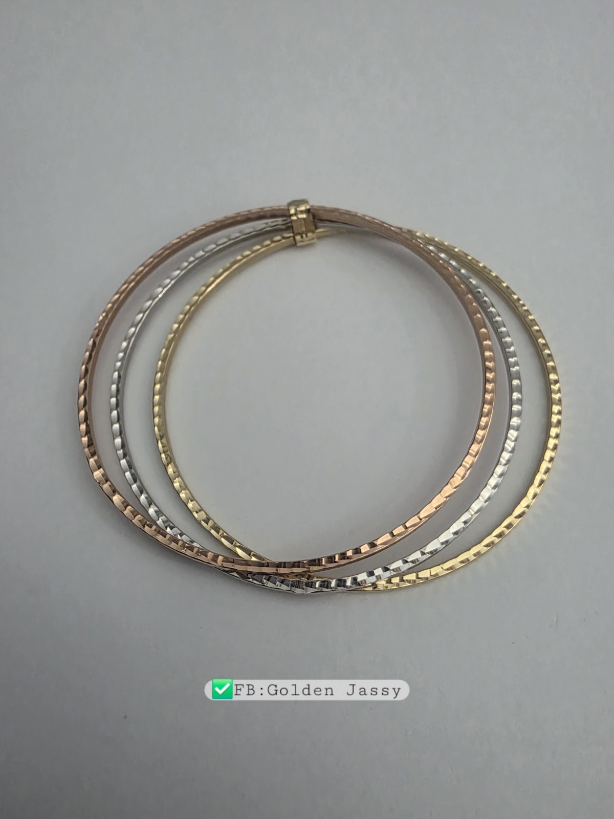 18K Real Gold TriColor Bracelet 16cm-18cm