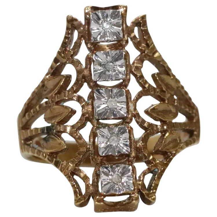 Vintage 14 KT Gold Overlay Sterling Silver Ring