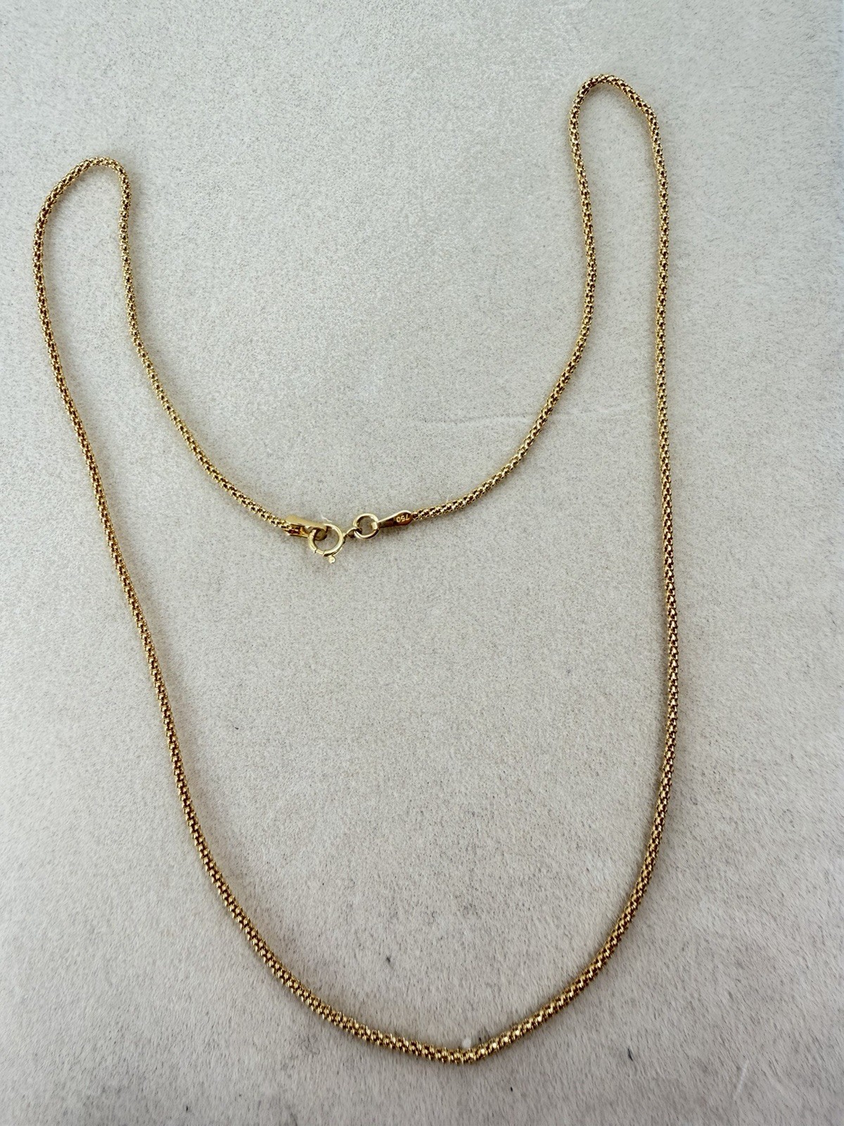 18k Solid Gold Popcorn Chain Necklace 16inches Fine Jewelry 750 stamped